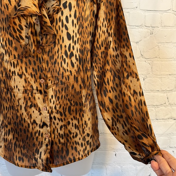 New York & Co animal print button down blouse - Picture 3 of 10